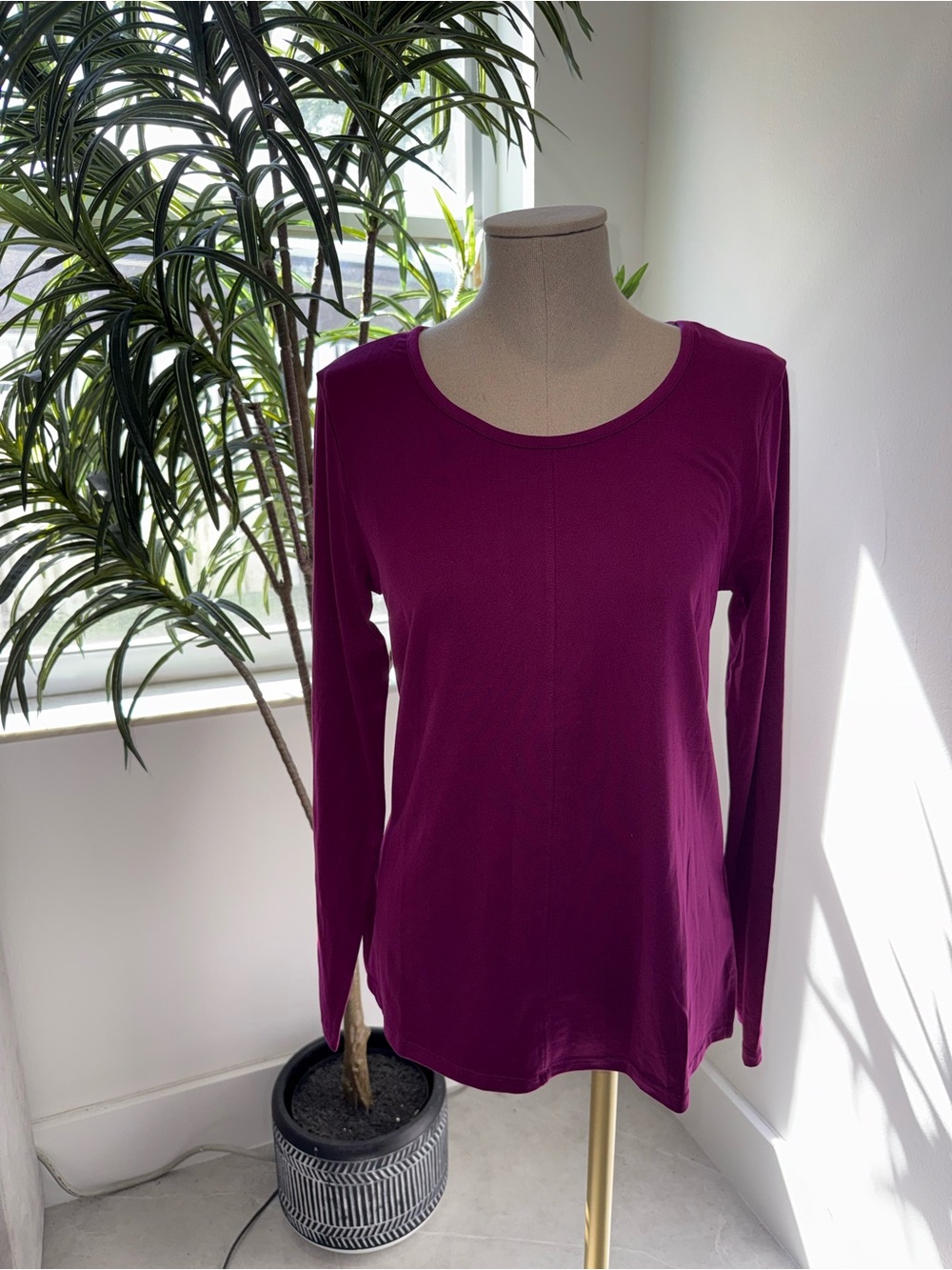 Cuddl Duds Women's Long-Sleeve Scoop Neck Top — Plum